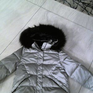 Zara Girls Silver Light Gray Faux Fur Puffer
